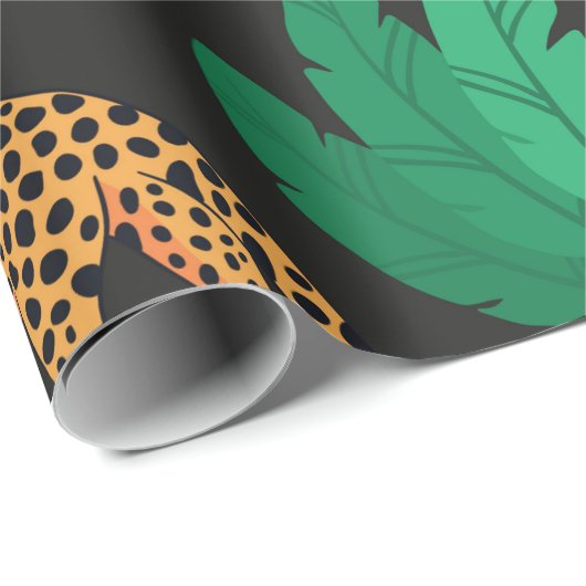 ヒョウと熱帯のヴィンテージのパタ葉ーン ラッピングペーパー (ロールコーナー)