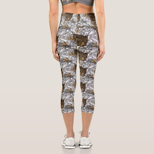 ヒョウと牡丹のパターン カプリレギンス (裏面)