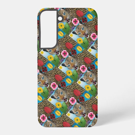 ヒョウと花のスマホケース SAMSUNG GALAXYケース (裏面)