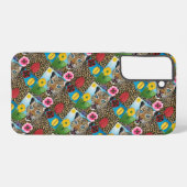 ヒョウと花のスマホケース SAMSUNG GALAXYケース (裏面横)