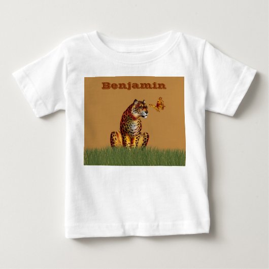 ヒョウと蝶 ベビーTシャツ (正面)