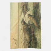 ヒョウのアザラシ、ヴィンテージ水中競技動物海洋生物 キッチンタオル (縦)