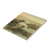 ヒョウのアザラシ、ヴィンテージ水中競技動物海洋生物 タイル (側面)