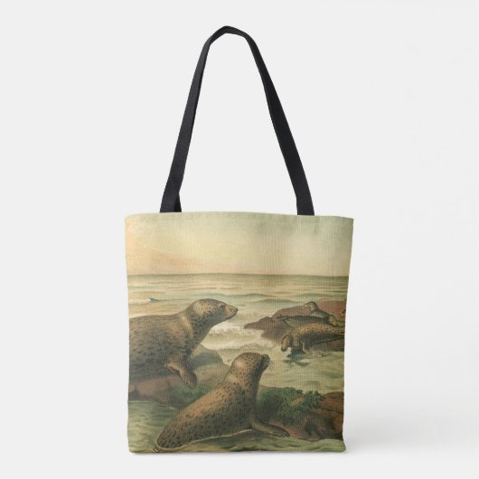 ヒョウのアザラシ、ヴィンテージ水中競技動物海洋生物 トートバッグ (裏面)