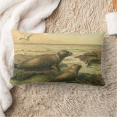 ヒョウのアザラシ、ヴィンテージ水中競技動物海洋生物 ランバークッション (ブランケット)