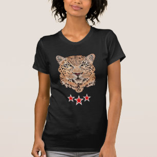 ヒョウのアニマルプリントの最高のワイシャツ Tシャツ