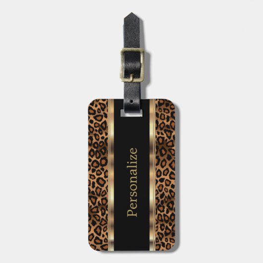 ヒョウのアニマルプリント| DIYの文字 ラゲッジタグ (正面縦)