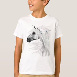 ヒョウのアピーとホワイトの羽毛のシャツ Tシャツ
