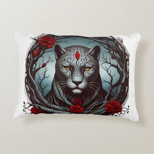 ヒョウのイラストレーション アクセントクッション (裏面)