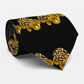 ヒョウのカメのタイ(黒) ネクタイ (ロール)