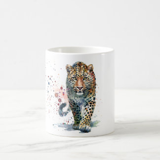 ヒョウのカラフルな水彩画ポートレート コーヒーマグカップ