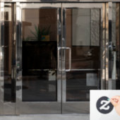 ヒョウのガラス窓にしがみつく ウィンドウサイン (オフィスドア)