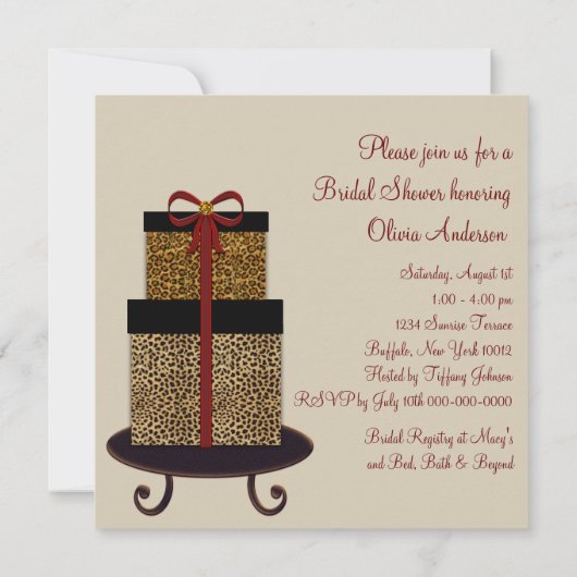 ヒョウのギフトヒョウブライダルシャワー 招待状 (裏面)