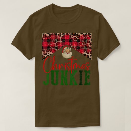 ヒョウのクリスマスジュンキサンタクロースメリークリスマス Tシャツ (デザイン正面)