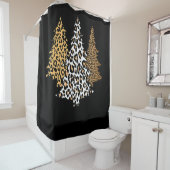 ヒョウのクリスマスツリーズチーターアニマルプリントギフト シャワーカーテン (インサイチュ)