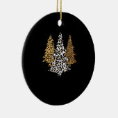 ヒョウのクリスマスツリーズチーターアニマルプリントギフト セラミックオーナメント (右)