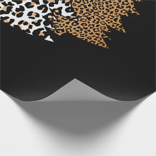 ヒョウのクリスマスツリーズチーターアニマルプリントギフト ラッピングペーパー (角)