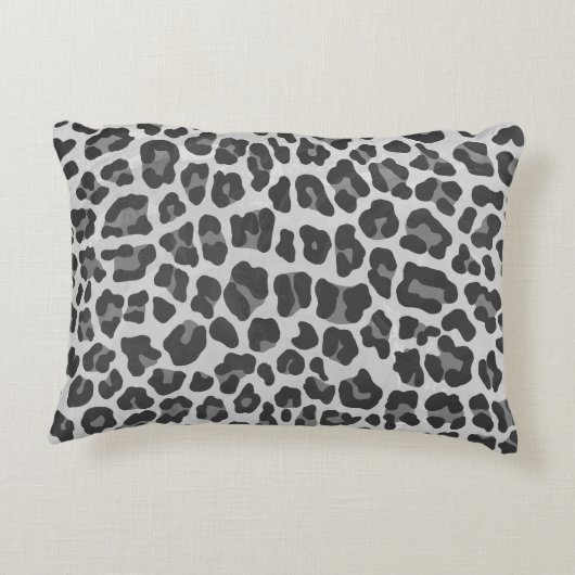 ヒョウのグレーとライトグレーのシルエット アクセントクッション (裏面)