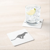 ヒョウのグレーとライトグレーのシルエット スクエアペーパーコースター (インサイチュ)