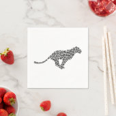 ヒョウのグレーとライトグレーのシルエット スタンダードカクテルナプキン (インサイチュ)