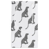 ヒョウのグレーとライトグレーのシルエット スモールペーパーバッグ (正面)