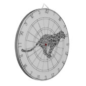 ヒョウのグレーとライトグレーのシルエット ダーツボード (正面左)