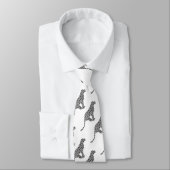 ヒョウのグレーとライトグレーのシルエット ネクタイ (タイ)