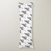 ヒョウのグレーとライトグレーのシルエット ボディピロー (正面縦)