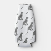 ヒョウのグレーとライトグレーのシルエット ボトルクーラー (正面)