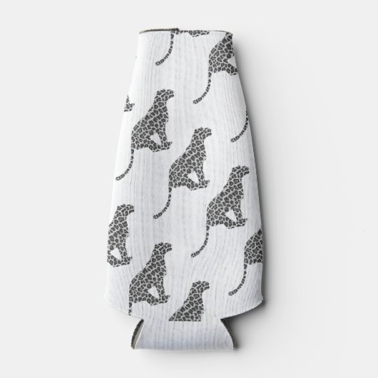 ヒョウのグレーとライトグレーのシルエット ボトルクーラー (正面)