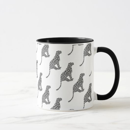 ヒョウのグレーとライトグレーのシルエット マグカップ (右)