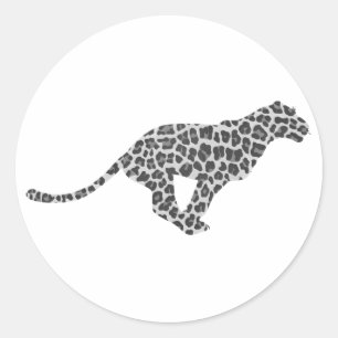 ヒョウのグレーとライトグレーのシルエット ラウンドシール