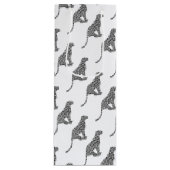 ヒョウのグレーとライトグレーのシルエット ワインギフトバッグ (正面)