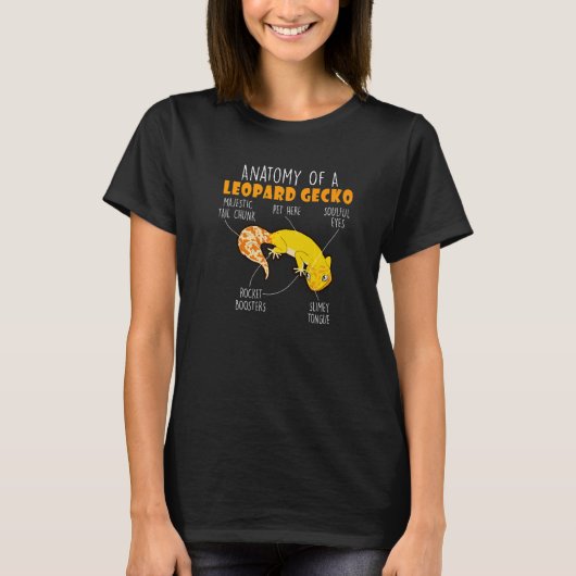 ヒョウのケコのトカゲ動物の爬虫類の解剖学 Tシャツ (正面)