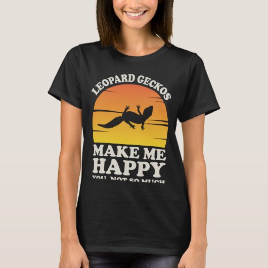 ヒョウのゲッコス私は幸せヒョウのゲッコ服を作る Tシャツ (正面)