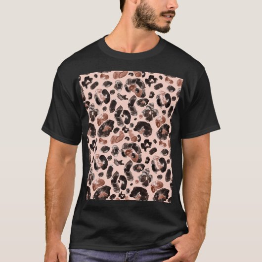 ヒョウのコート、動物の肌のシームレスなパターン。 Tシャツ (正面)
