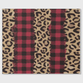 ヒョウのサファリバッファロープレイドクリスマス ラッピングペーパー (フラット)