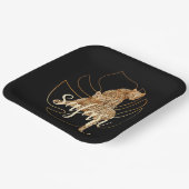 ヒョウのサファリブラックプレート ペーパープレート (傾斜あり)