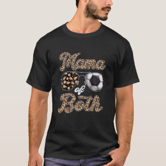 ヒョウのサングラス応援ママ両方のMoのサッカーママ Tシャツ