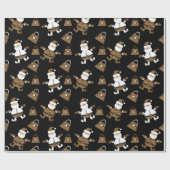ヒョウのサンタ財布の柄オン黒 ラッピングペーパー (フラット)