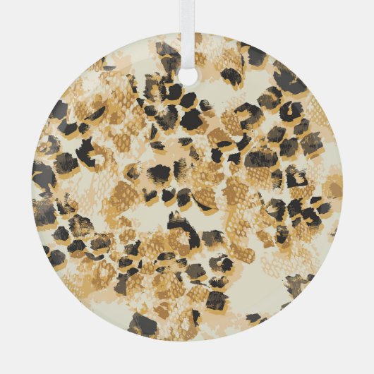 ヒョウのシック:ヴィンテージパターンエレガンス。 ガラスオーナメント (正面)