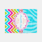 ヒョウのシマウマのシェブロンの誕生日 フリースブランケット (正面(横))