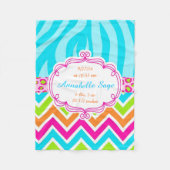 ヒョウのシマウマのシェブロンの誕生日 フリースブランケット (正面)