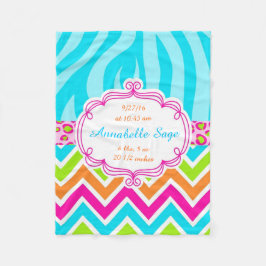 ヒョウのシマウマのシェブロンの誕生日 フリースブランケット