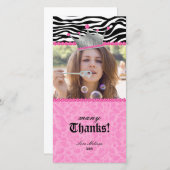 ヒョウのシマウマのレースの戴冠用宝玉器の菓子16ありがとう サンキューカード (正面/裏面)