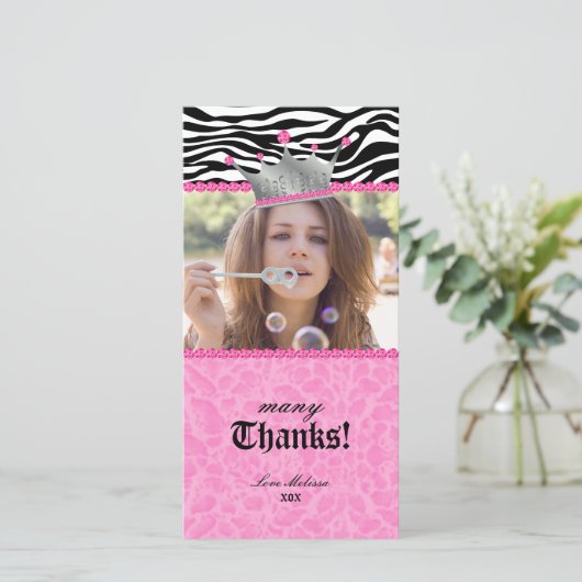 ヒョウのシマウマのレースの戴冠用宝玉器の菓子16ありがとう サンキューカード (スタンド正面)