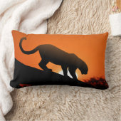 ヒョウのシルエットとマッドクロス ランバークッション (ブランケット)