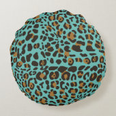 ヒョウのジャガーアニマルプリント模様 ラウンドクッション (裏面)