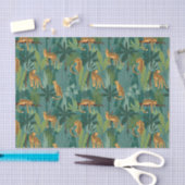 ヒョウのジャングルパターン緑の背景 薄葉紙 (クラフト)