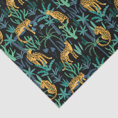 ヒョウのジャングルパターン黒い背景 薄葉紙 (詳細)